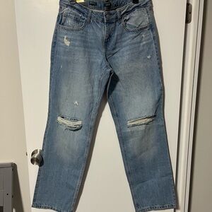 wild fable Light Blue Distressed Mid Rise Straight Leg Easy Rigid Jeans 10/32”